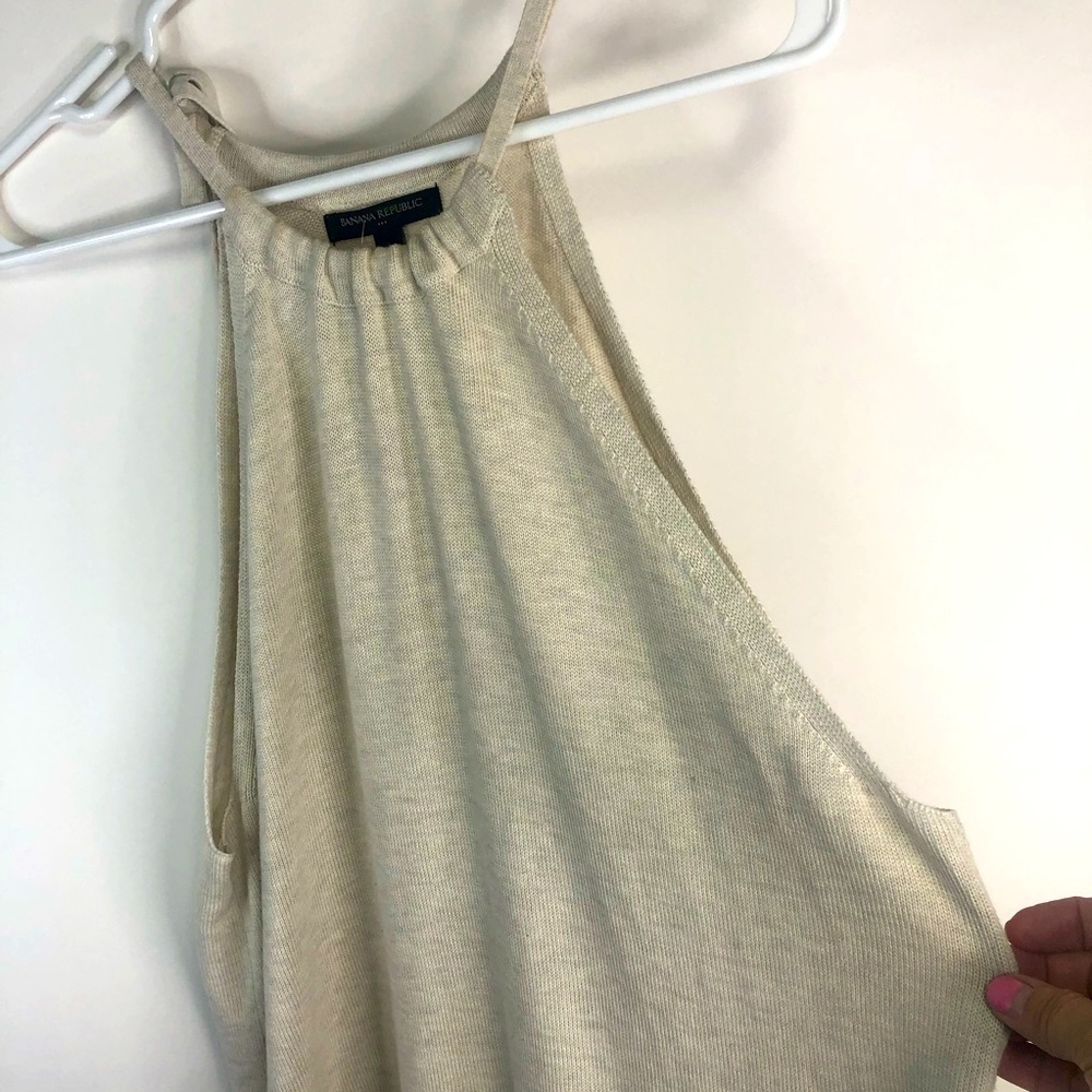 Banana Republic beige cream halter sweater top scoop neckline L - Picture 2 of 11